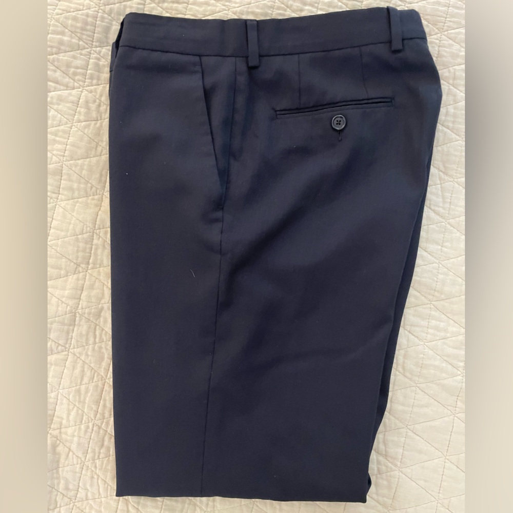 JOHN VARVATOS STAR USA Wool Flat Front Trouser in Dark Navy Size 32‎ $178